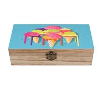 SMAZDFXX Coffret à bijoux en bois coloré en forme de glace, magnifique coffret souvenir fait main pour ranger bijoux, pièces de monnaie, cartes de tarot et petits trésors