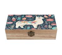 SMAZDFXX Coffret à bijoux en bois, joli coffret souvenir floral en forme de lama, fait à la main pour ranger bijoux, pièces de monnaie, cartes de tarot et petits trésors.