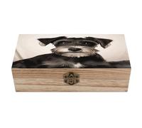SMAZDFXX Coffret à bijoux en bois, joli schnauzer, magnifique coffret souvenir fait main pour ranger bijoux, pièces de monnaie, cartes de tarot et petits trésors