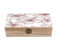 SMAZDFXX Coffret à bijoux en bois motif fleur d'hibiscus, magnifique coffret souvenir fait main pour ranger bijoux, pièces de monnaie, cartes de tarot et petits trésors