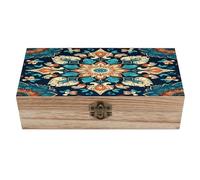 SMAZDFXX Coffret à bijoux en bois vintage motif mandala, magnifique coffret souvenir fait main pour ranger bijoux, pièces de monnaie, cartes de tarot et petits trésors