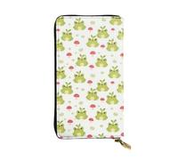 SMAZDFXX Cute Green Frog Leather Wallet Personalized Handbag for Women Birthday Anniversary Valentines Gift 4.13 x 7.48 inches