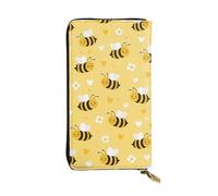 SMAZDFXX Cute Honeybee Bee Light Yellow Leather Wallet Personalized Handbag for Women Birthday Anniversary Valentines Gift 4.13 x 7.48 inches