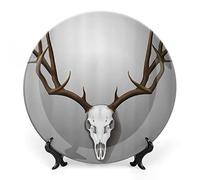 SMAZDFXX Décoration en céramique en forme de bois de cerf, crâne de cerf avec grandes cornes, squelette d'élan, ornement, assiette décorative, accessoire pour dîner, fêtes, mariage