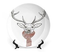 SMAZDFXX Décoration en céramique en forme de bois de cerf, crâne de cerf avec grandes cornes, squelette d'élan, ornement, assiette décorative, accessoire pour dîner, fêtes, mariage