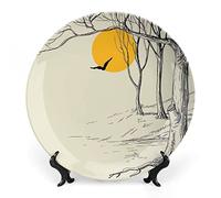 SMAZDFXX Décoration en céramique en forme de bois de cerf, crâne de cerf avec grandes cornes, squelette d'élan, ornement, assiette décorative, accessoire pour dîner, fêtes, mariage