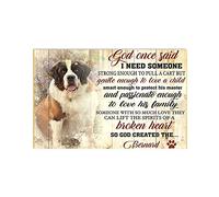SMAZDFXX Dieu a dit une fois Saint Bernard amoureux des animaux plaque en métal rétro vintage affiche murale Art décor 8X12 pouces
