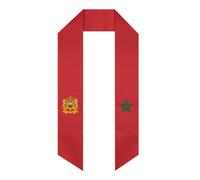 SMAZDFXX Écharpe de remise de diplôme avec emblème du drapeau du Maroc, châle, écharpe, pour étudiants internationaux à l'étranger, le jour de la remise des diplômes (biseauté)