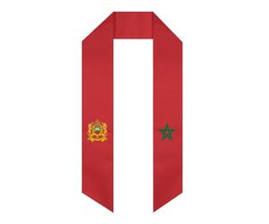 SMAZDFXX Écharpe de remise de diplôme avec emblème du drapeau du Maroc, châle, écharpe, pour étudiants internationaux à l'étranger, le jour de la remise des diplômes (biseauté)
