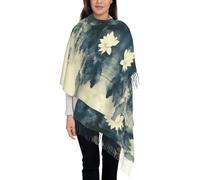 SMAZDFXX Écharpes à imprimé peinture de lotus à l'encre pour femmes, châle d'hiver ultra doux au toucher cachemire classique