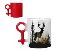 SMAZDFXX Ensemble de tasses à café silhouette de cerf pour couples, tasses en céramique à effet thermorévélateur, pour un anniversaire romantique ou la Saint-Valentin