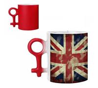 SMAZDFXX Ensemble de tasses à café vintage Union Jack, drapeau britannique, pour couples, tasses en céramique à effet thermorévélateur, anniversaire romantique et Saint-Valentin