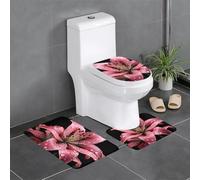 SMAZDFXX Ensemble de Trois pièces de Tapis de Bain antidérapant à séchage Rapide et à Pois Roses, Motif Floral Rose. Tapis de Douche et de Bain Durable, à séchage Rapide et antidérapant.