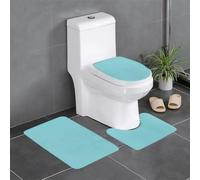 SMAZDFXX Ensemble de Trois pièces de Tapis de Bain antidérapant à séchage Rapide, Motif Bleu. Tapis de Douche et de Bain Durable, antidérapant et à séchage Rapide.