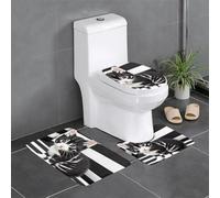 SMAZDFXX Ensemble de Trois pièces de Tapis de Bain antidérapant à séchage Rapide, Motif Chaton rayé Noir et Blanc.