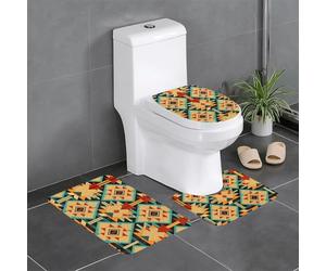 SMAZDFXX Ensemble de Trois pièces de Tapis de Bain antidérapant à séchage Rapide, Motif Motifs amérindiens. Tapis de Douche et de Bain Durable, à séchage Rapide et antidérapant.