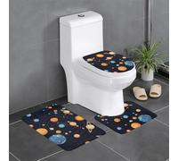 SMAZDFXX Ensemble de Trois pièces pour Salle de Bain, Motif système Solaire, antidérapant, séchage Rapide, Tapis de Douche et de Bain Durable.
