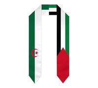 SMAZDFXX Étoles de remise de diplôme, châle, écharpe, drapeaux de l'Algérie et de la Palestine pour étudiants internationaux