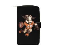 SMAZDFXX Goat Football Leather Wallet Purse Holder with ID Window Long Coin Clutch for Men Women