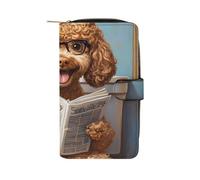 SMAZDFXX Goldendoodle lisant Le Journal aux Toilettes, Portefeuille Long et Fin à Deux Volets avec Boucle, Porte-Cartes et Porte-Cartes Humoristique pour Hommes et Femmes