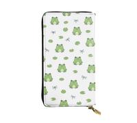 SMAZDFXX Green Frog Animal Cute Frogs Leather Wallet Personalized Handbag for Women Birthday Anniversary Valentines Gift 4.13 x 7.48 inches