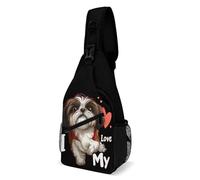 SMAZDFXX J'adore mon Shih Tzu ! Sac bandoulière décontracté, sac à dos, sac de poitrine pour hommes et femmes
