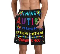 SMAZDFXX Je suis autiste, Veuillez être Patient avec Moi. Sensibilisation à l'Autisme. Maillot de Bain pour Homme, séchage Rapide, Short de Plage d'été avec Poches, Style hawaïen.