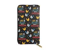 SMAZDFXX Life is Better with Chickens White Rooster Leather Wallet Personalized Handbag for Women Birthday Anniversary Valentines Gift 4.13 x 7.48 inches