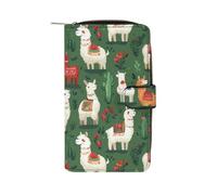 SMAZDFXX Llama Alpaca and Cactus Leather Wallet Purse Holder with ID Window Long Coin Clutch for Men Women