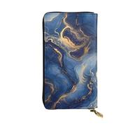 SMAZDFXX Luxury Marble Texture Gold and Blue Leather Wallet Personalized Handbag for Women Birthday Anniversary Valentines Gift 4.13 x 7.48 inches