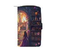 SMAZDFXX Magic Book Leather Wallet Purse Holder with ID Window Long Coin Clutch for Men Women