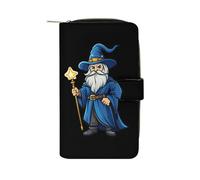 SMAZDFXX Magician Witch Leather Wallet Purse Holder with ID Window Long Coin Clutch for Men Women