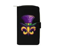 SMAZDFXX Mardi and Gras Leather Wallet Purse Holder with ID Window Long Coin Clutch for Men Women