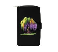 SMAZDFXX Mardi and Gras Tree Leather Wallet Purse Holder with ID Window Long Coin Clutch for Men Women