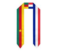 SMAZDFXX Mélange de drapeaux du Cameroun et de la France, étoles de remise de diplôme, châle, écharpe, pour étudiants internationaux