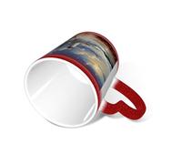 SMAZDFXX Mug à café avec anse, motif phare et plage de sable, 35 cl, mug thermosensible à couleur changeante, tasse à thé en céramique rouge pour femmes et hommes.