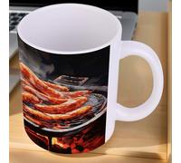 SMAZDFXX Mug à café en céramique blanche « Saucisse grillée », compatible lave-vaisselle et micro-ondes, l pour le thé ou le café en famille, personnalisable