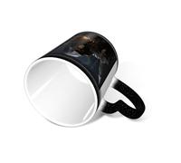 SMAZDFXX Mug à café Faucheuse avec anse, 35 cl, mug thermosensible à couleur changeante, tasse à thé en céramique « Dans le ciel » pour femmes et hommes, noir
