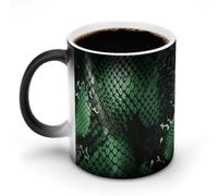 SMAZDFXX Mug à café original en céramique à motif peau de serpent vert, idéal pour le thé, le latte, le cappuccino, le lait ou le chocolat chaud.