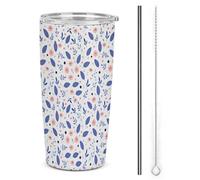 SMAZDFXX Mug isotherme compact violet FloreS - Garde le café chaud ou froid pendant des heures - Tasse isotherme avec joint hermétique 887 ml (30 oz)