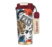 SMAZDFXX Mug isotherme de voyage French Food for Travel, 100% étanche, en acier inoxydable 316, avec couvercle et paille, idéal pour l'eau, le thé glacé, le café, les smoothies et bien plus encore.