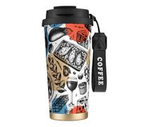 SMAZDFXX Mug isotherme de voyage French Food for Travel, 100% étanche, en acier inoxydable 316, avec couvercle et paille, idéal pour l'eau, le thé glacé, le café, les smoothies et bien plus encore.