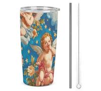 SMAZDFXX Mug isotherme Les anges à double paroi - Maintient la température idéale, en acier inoxydable isolé avec couvercle en plastique, 590 ml (20 oz).