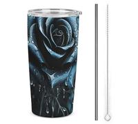 SMAZDFXX Mug isotherme multifonctionnel Black Roses - Maintient les boissons à température idéale - Isolation en acier inoxydable - Design poétique et élé - 590 ml