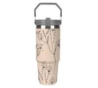 SMAZDFXX Mug isotherme Vine, Lines - Maintient les boissons chaudes et froides - Conteneur en acier inoxydable avec paille et couvercle étanche 887 ml (30 oz)