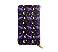 SMAZDFXX Mystical Goth Fire Dark Purple Galaxy Foxes Moon Leather Wallet Personalized Handbag for Women Birthday Anniversary Valentines Gift 4.13 x 7.48 inches
