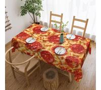 SMAZDFXX Nappe carrée à Bordure en Dentelle, Motif Pizza, réutilisable, décoration pour Table à Manger, 137 x 183 cm (54 x 72 Pouces).