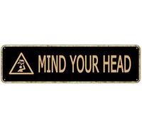 SMAZDFXX Panneau rétro en aluminium « Attention à votre tête » pour décoration de maison, salon, jardin, mur, cour, café, 10 x 40 cm