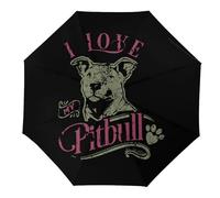 SMAZDFXX Parapluie de voyage compact et coupe-vent I Love My Pitbull, pliable et automatique