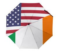 SMAZDFXX Parapluie de voyage compact pliable à 3 volets avec drapeau des États-Unis et de l'Irlande pour la protection contre la pluie et le soleil